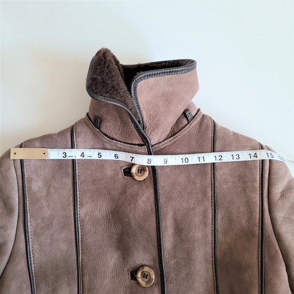 Real shearling/sheepskin Leather Attic Vintage long coat with leather details. - Picture 11 of 15
